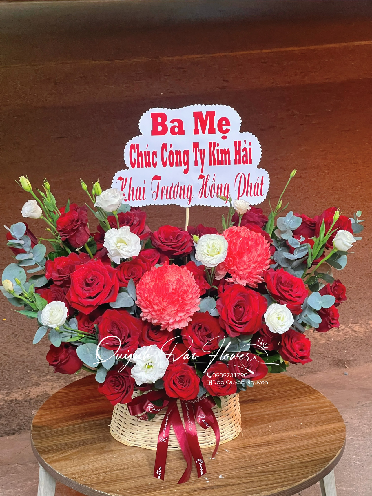 Giỏ hoa mẫu đơn khai trương 