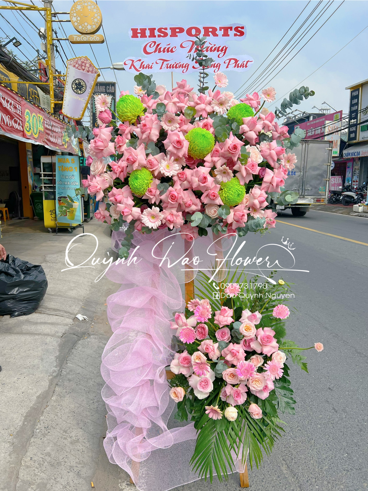 Kệ hoa to màu hồng 