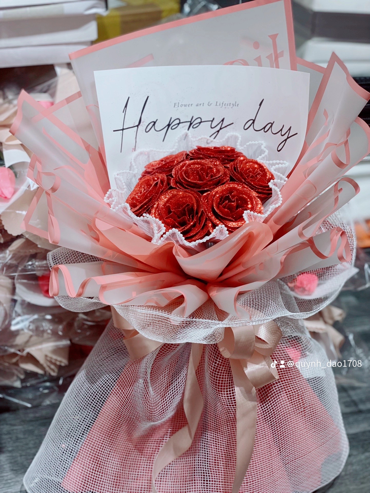 Bó hoa kim tuyến 7 bông đỏ