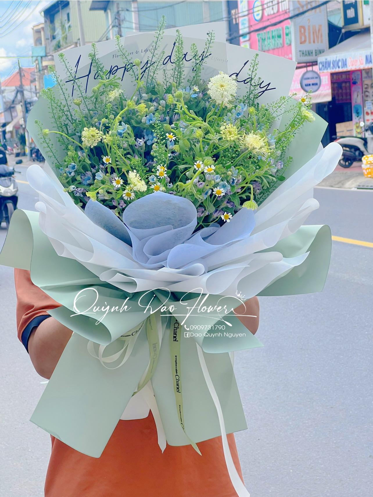 Bó hoa lam tinh mix hoa Thúy châu 