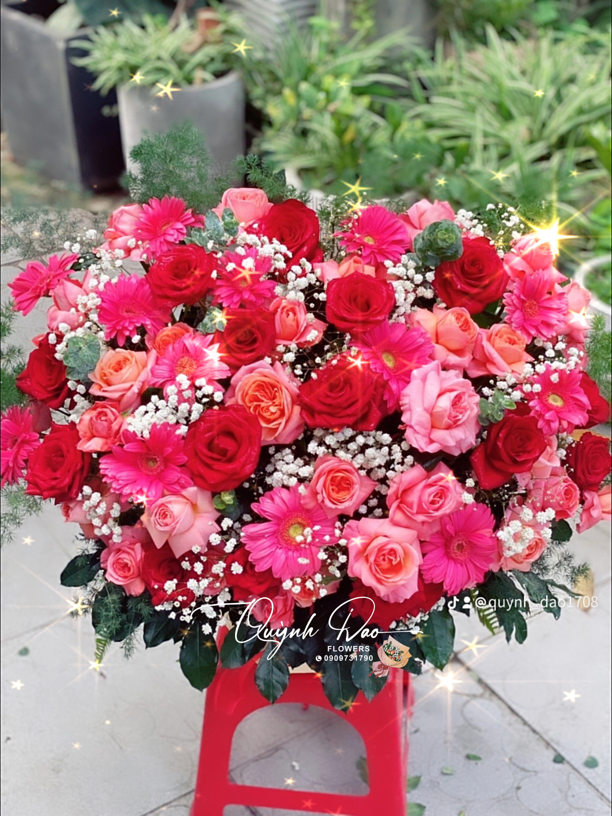 Giỏ hoa sinh Nhật màu Hồng 