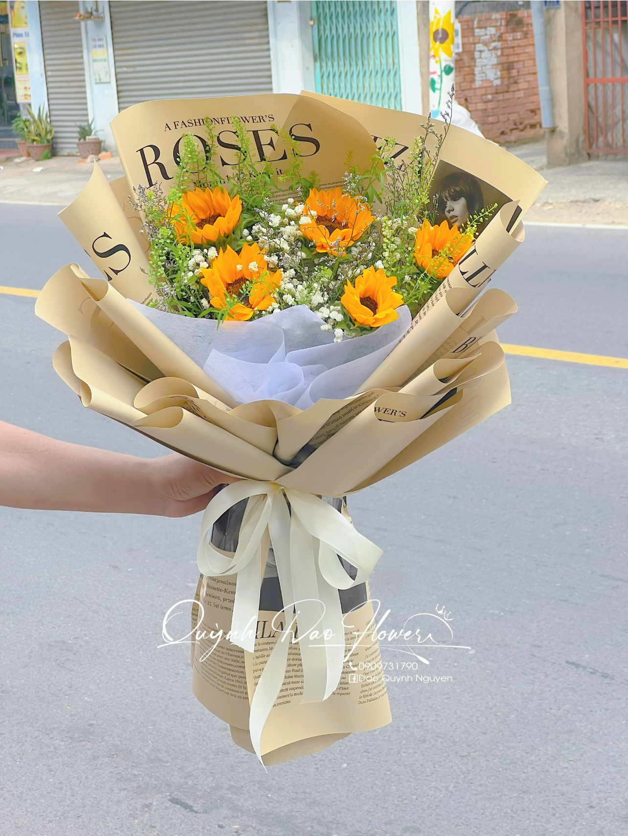 Bó hoa hướng dương 5 bông, Thủ Đức 