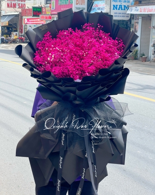 Bó hoa bi khô khổng lồ màu hồng 