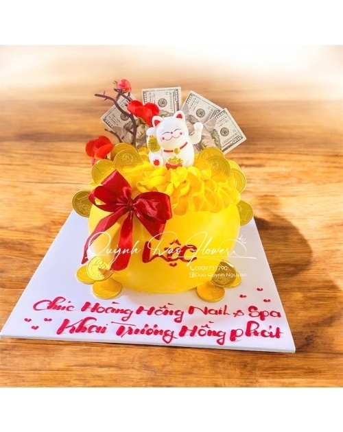 Bánh kem hũ tiền khai trương 