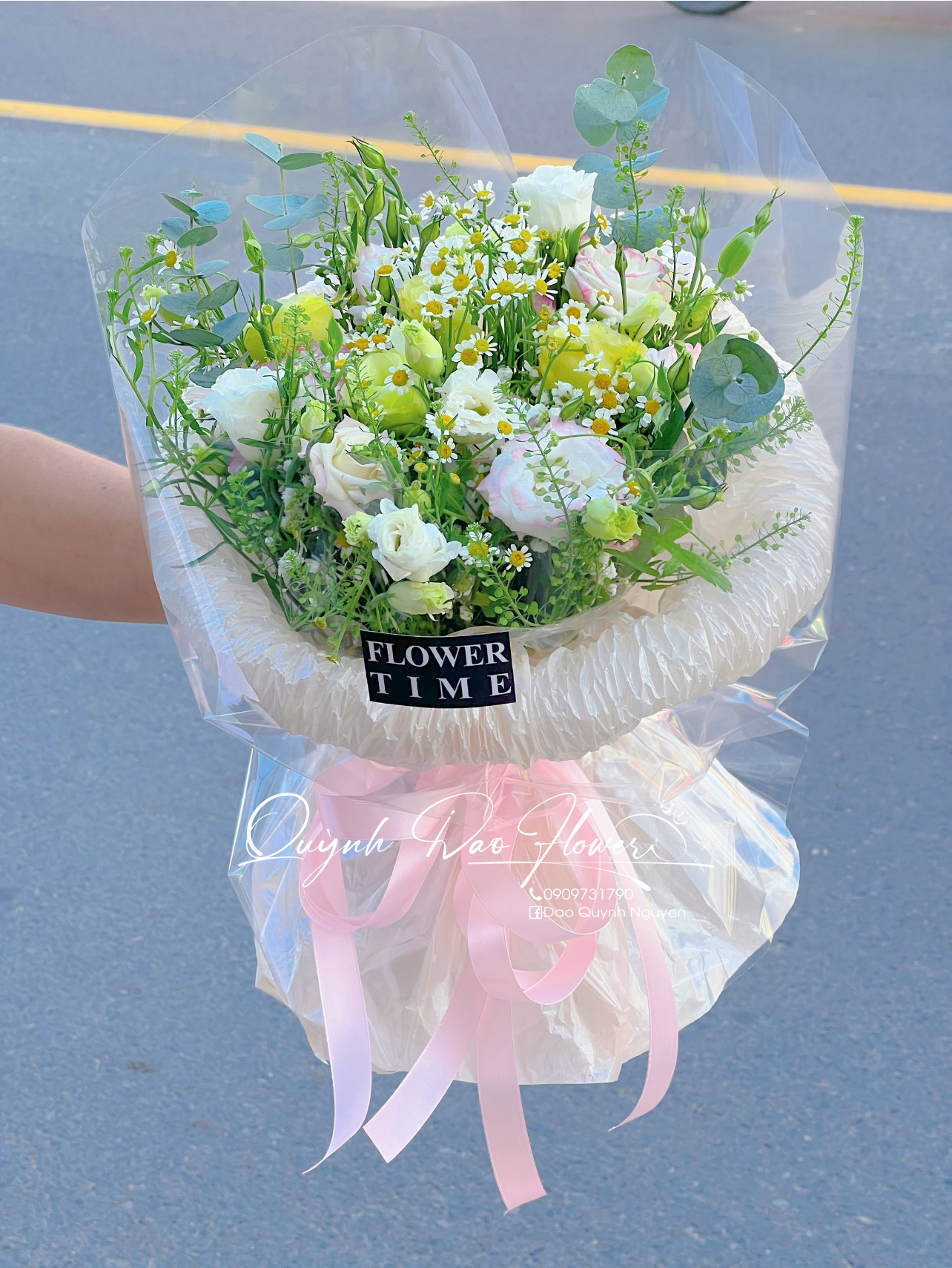 Bó hoa mix Tone hồng xanh 