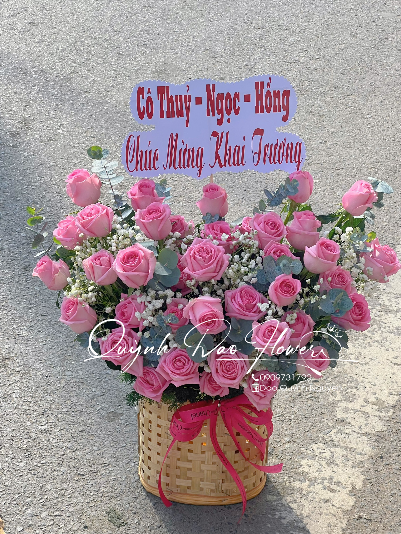 Giỏ hoa hồng sen thủ Đức 