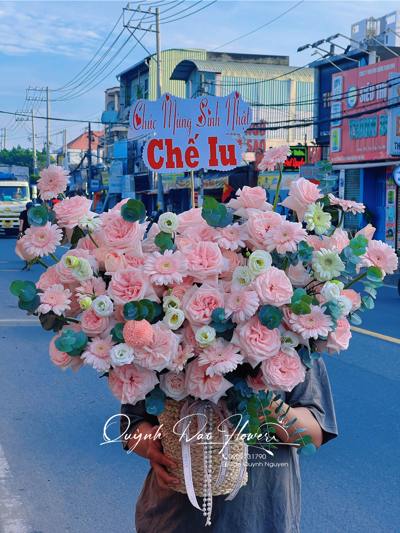 Giỏ hoa hồng paster