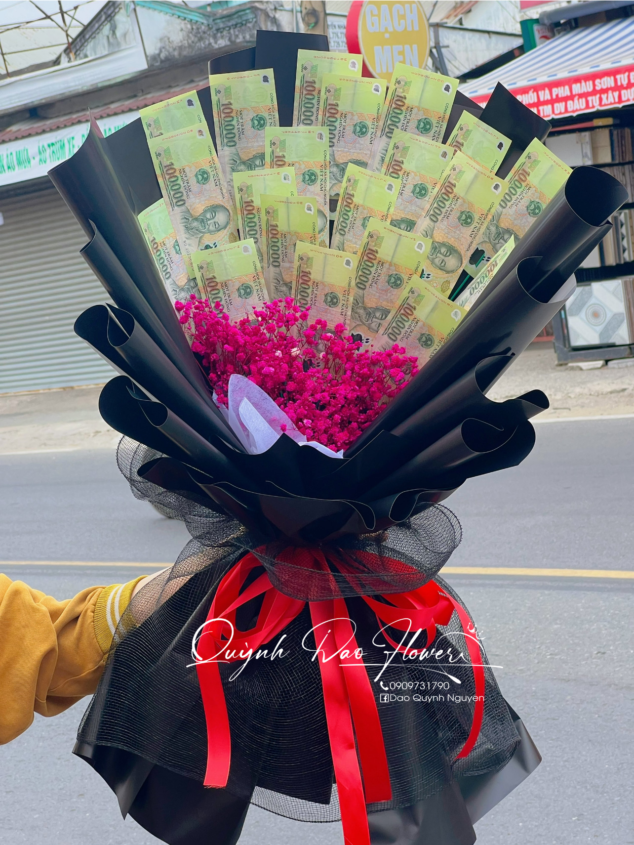 Bó hoa tiền 100k mix baby 