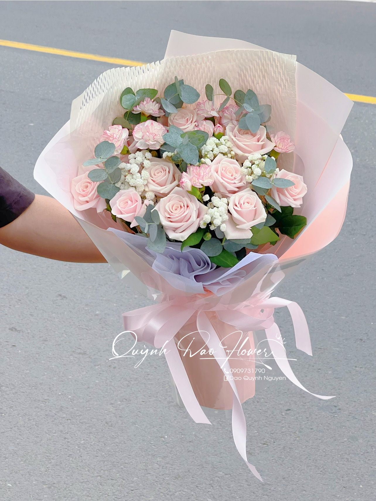 Bó hoa hồng paster tại Thuận an 