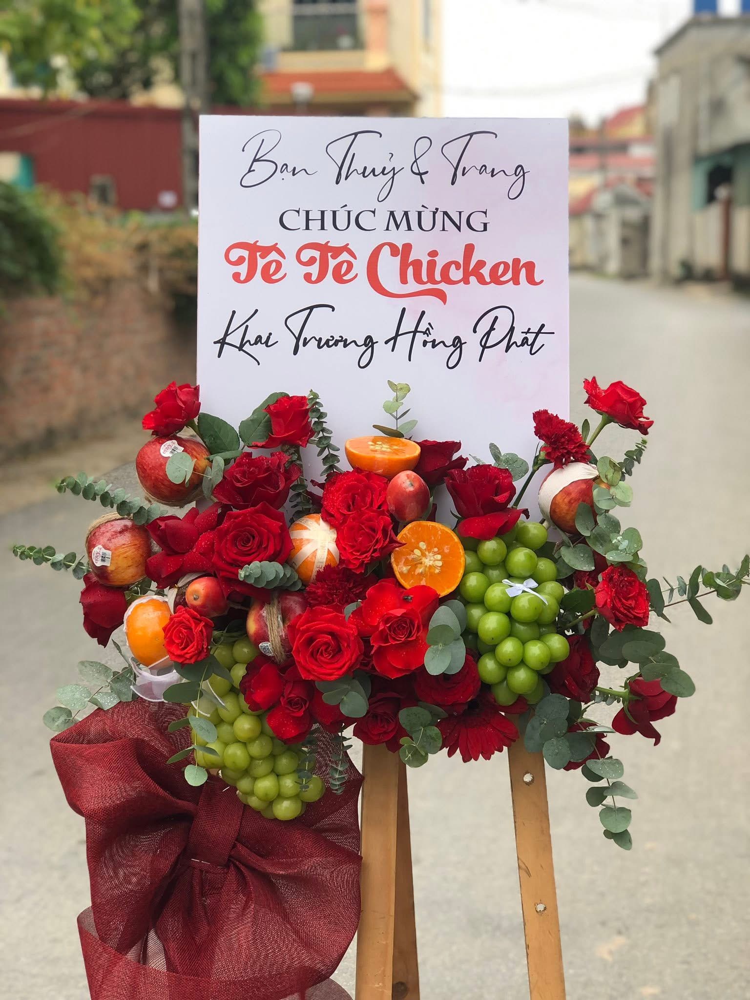 Kệ hoa chúc mừng kèm trái cây 