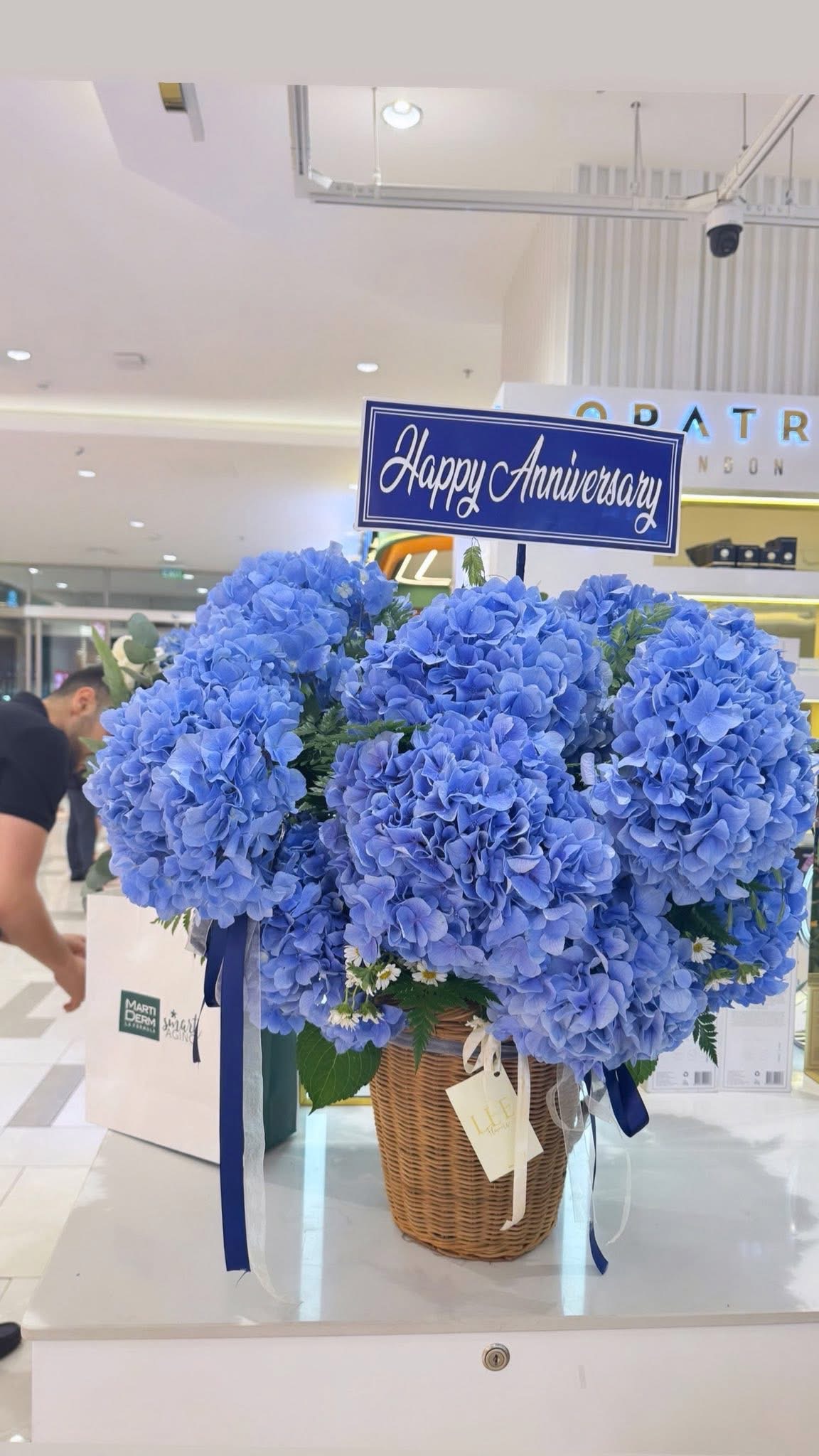 Giỏ hoa Cẩm Tú cầu xanh dương to đẹp 
