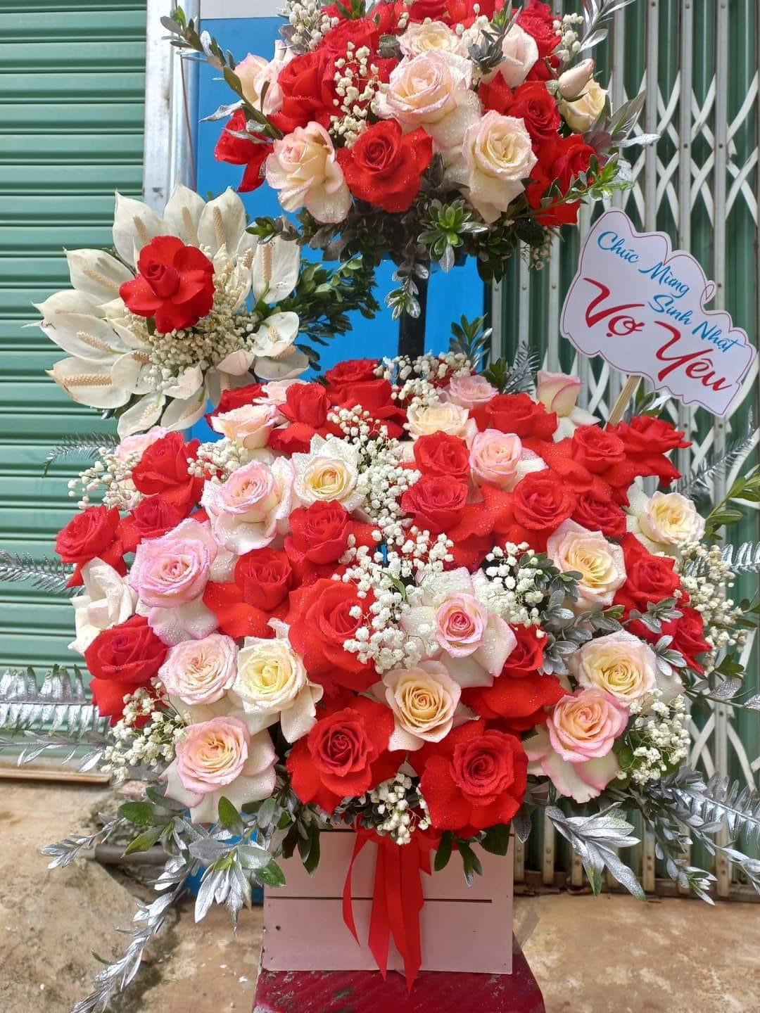 Giỏ hoa khai trương 2 tầng 