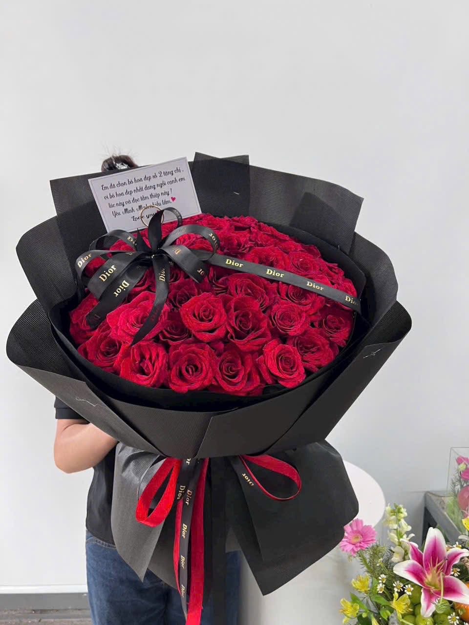 Bó hoa đỏ tròn 