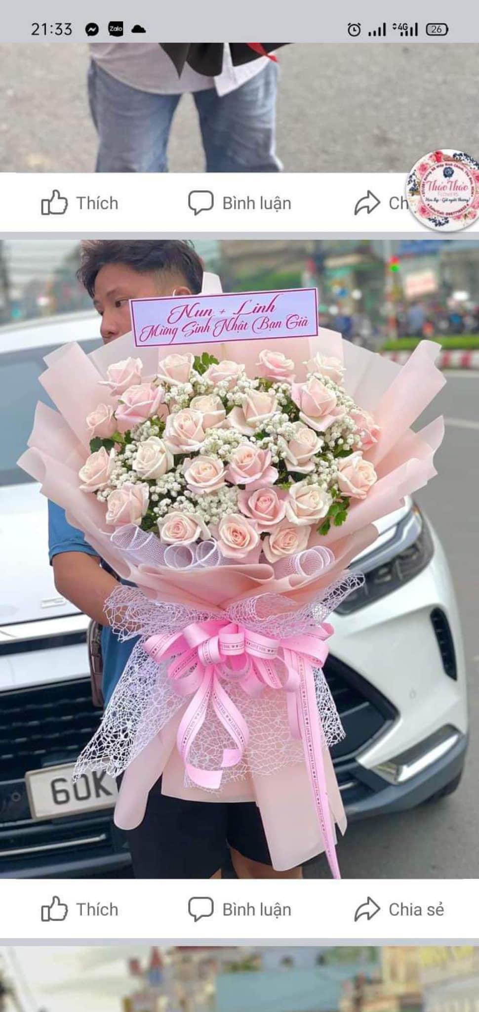 Bó hoa Hồng kem đẹp giá rẻ. Shop hoa gần thuận an, bình dương 