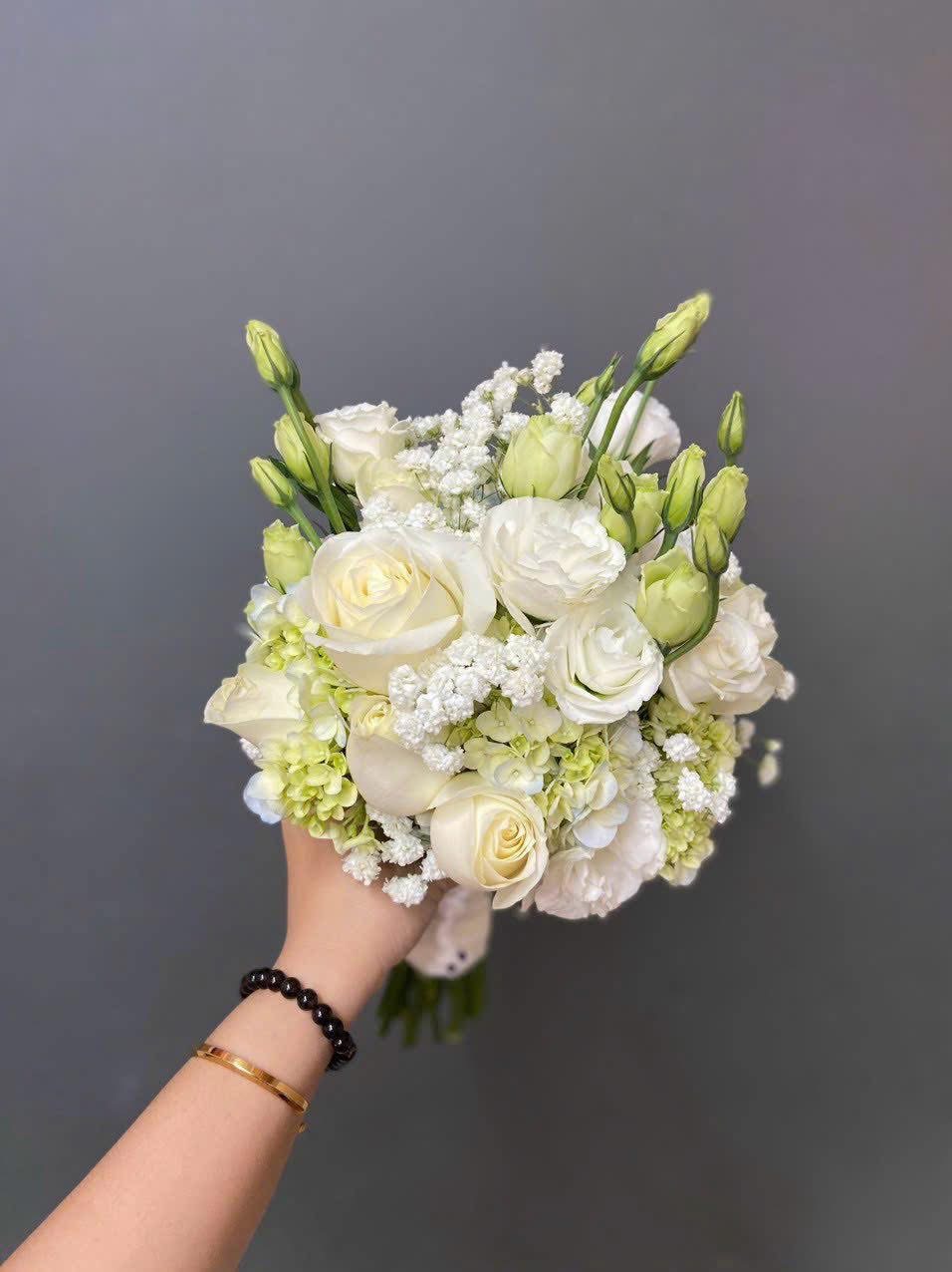 Bó hoa cưới Cẩm Tú cầu mix Hồng trắng 
