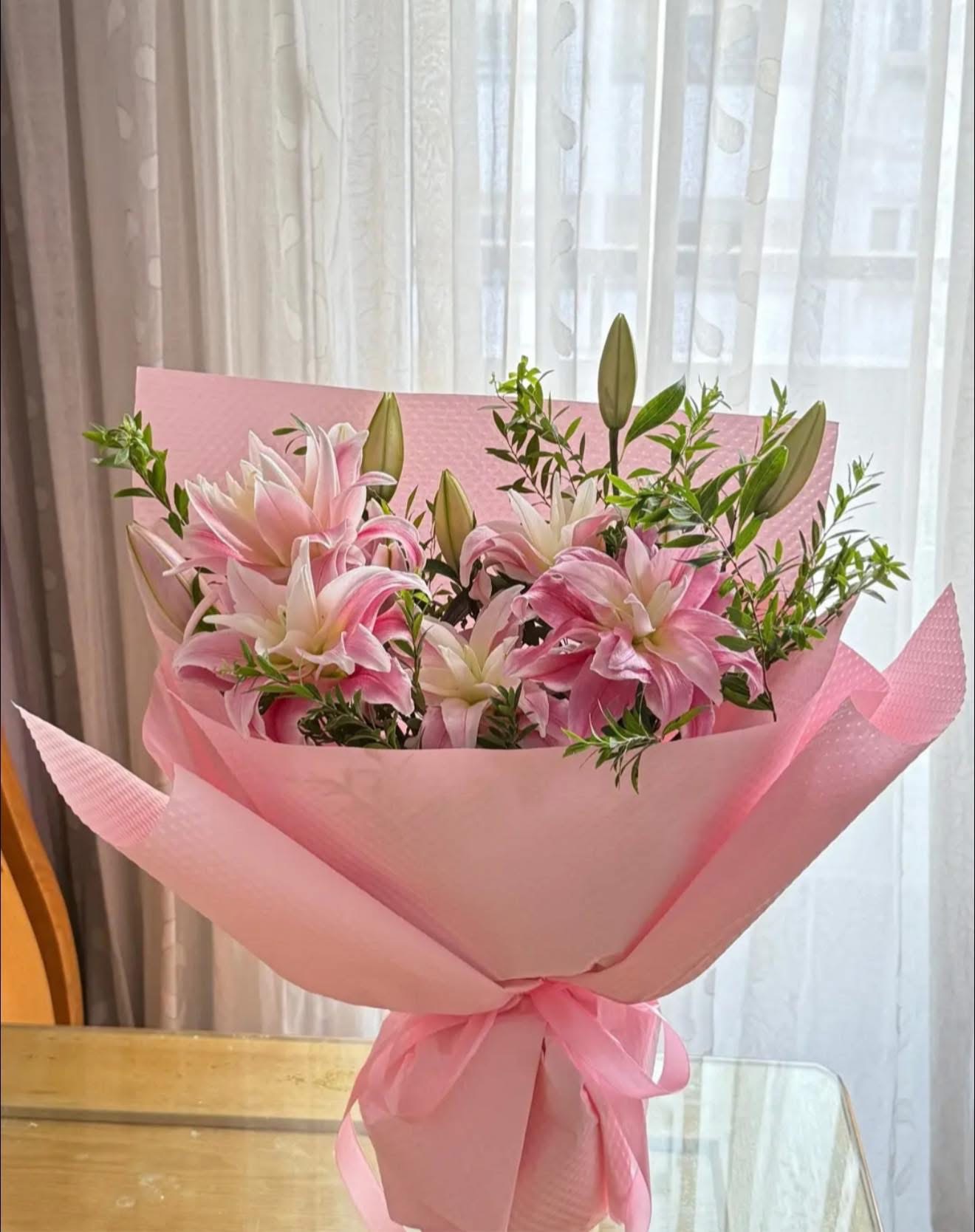 Bó hoa ly kép hồng 