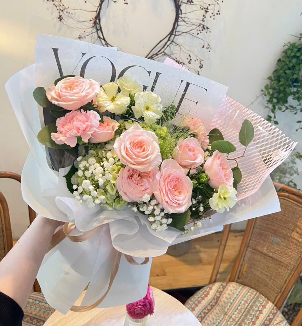 Bó hoa Hồng mix Cẩm Tú cầu 