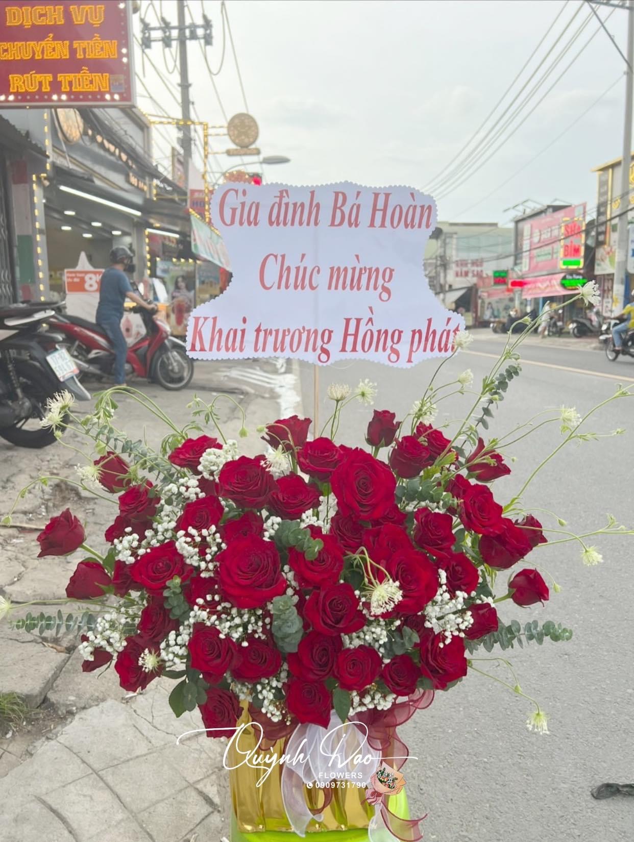 Giỏ hoa đỏ khai trương Hồng phát 