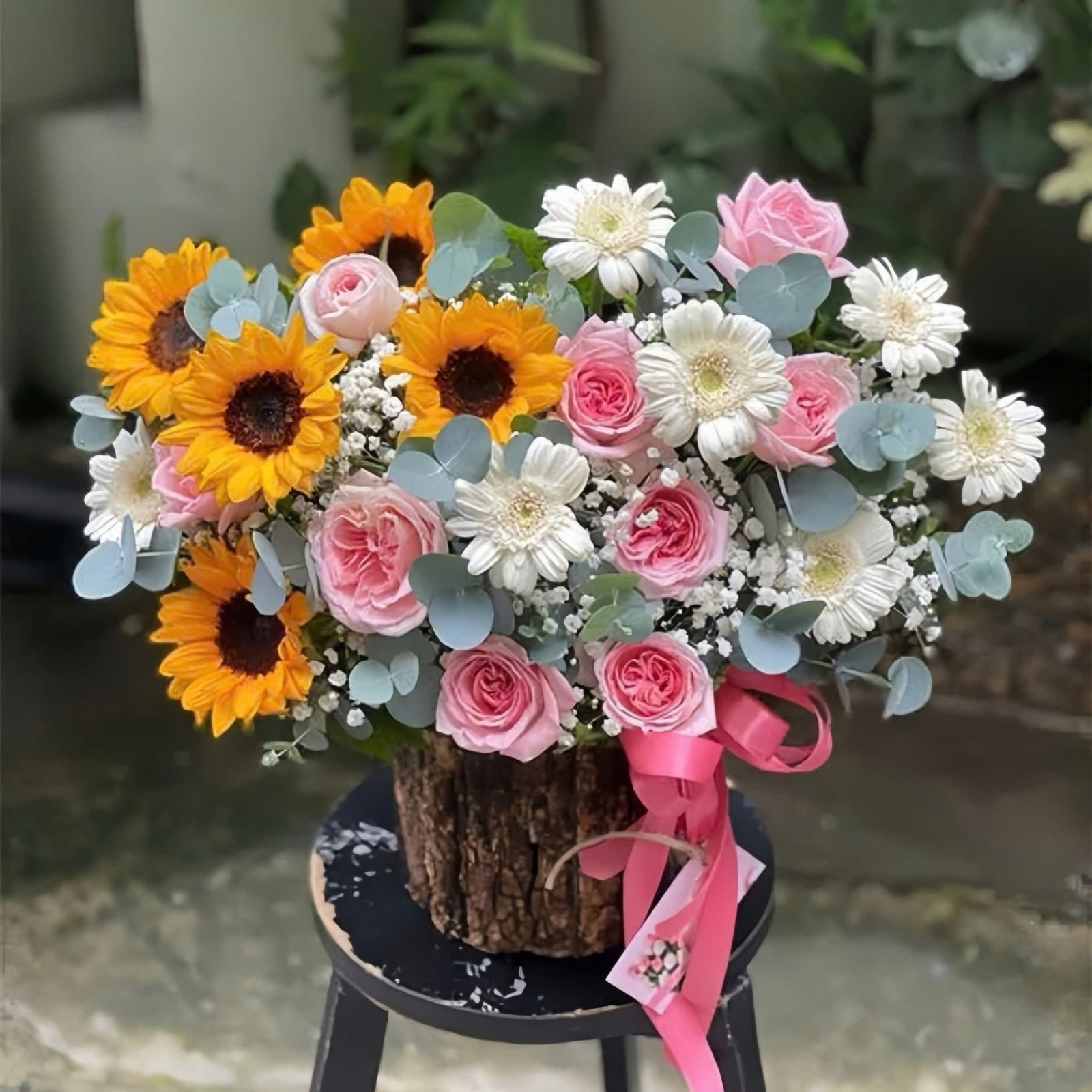 Giỏ hoa hướng dương 🌻 bình hoa thuận an