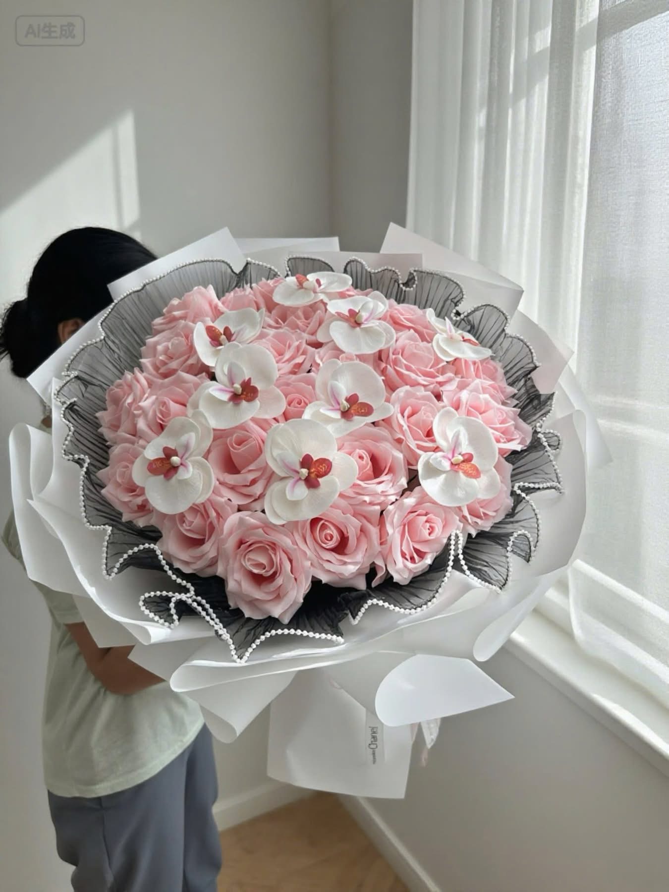 Bó hoa sáp cao cấp mix lan hồ điệp 