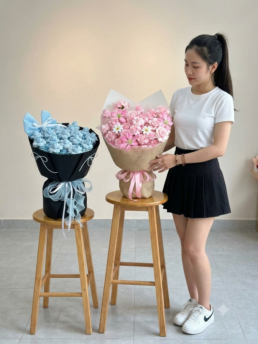 Bó hoa sáp Sophia xanh dương thủ Đức 