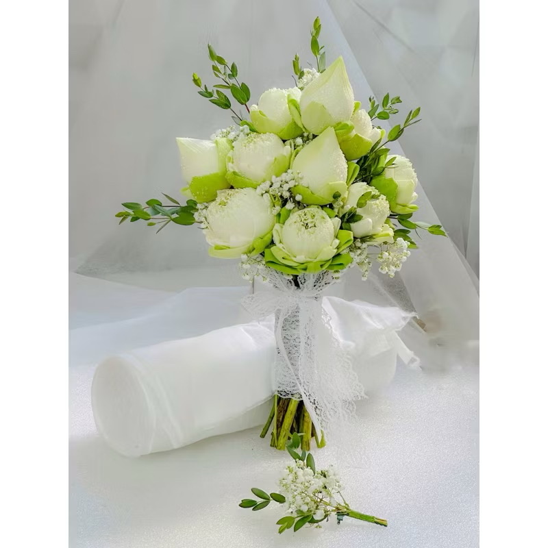 Hoa cưới hoa sen trắng