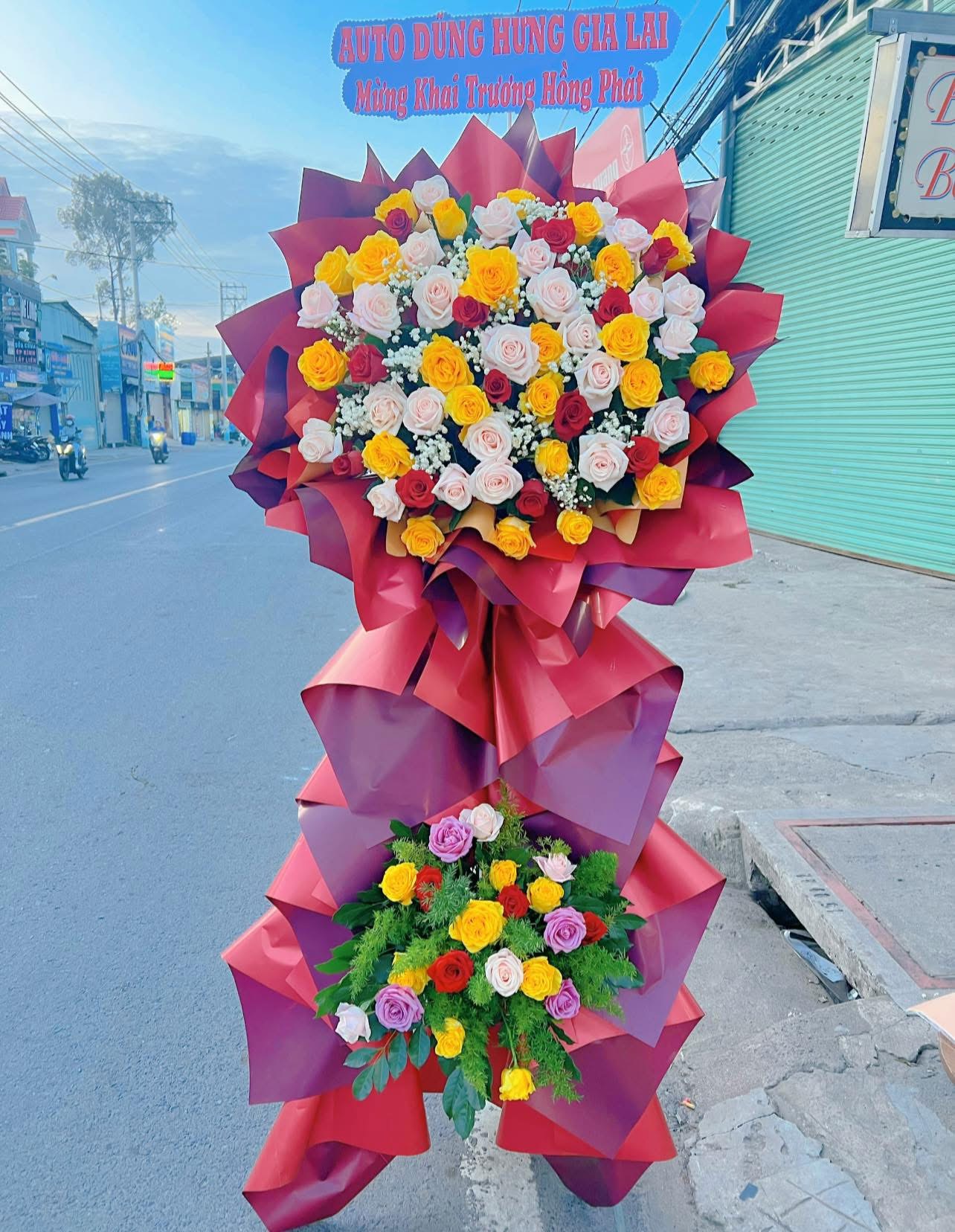 Kệ khai trương mix nhiều loại hoa
