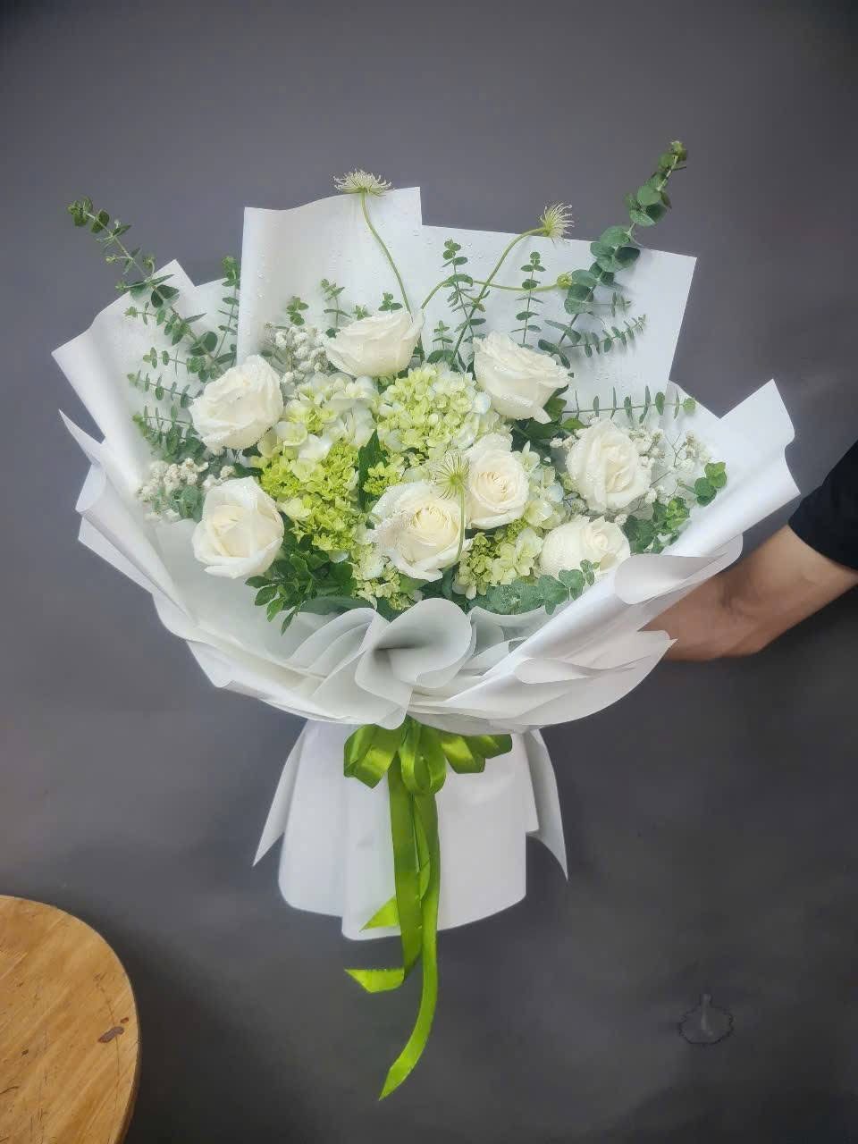 Bó hoa Cẩm Tú cầu mix hồng trắng 