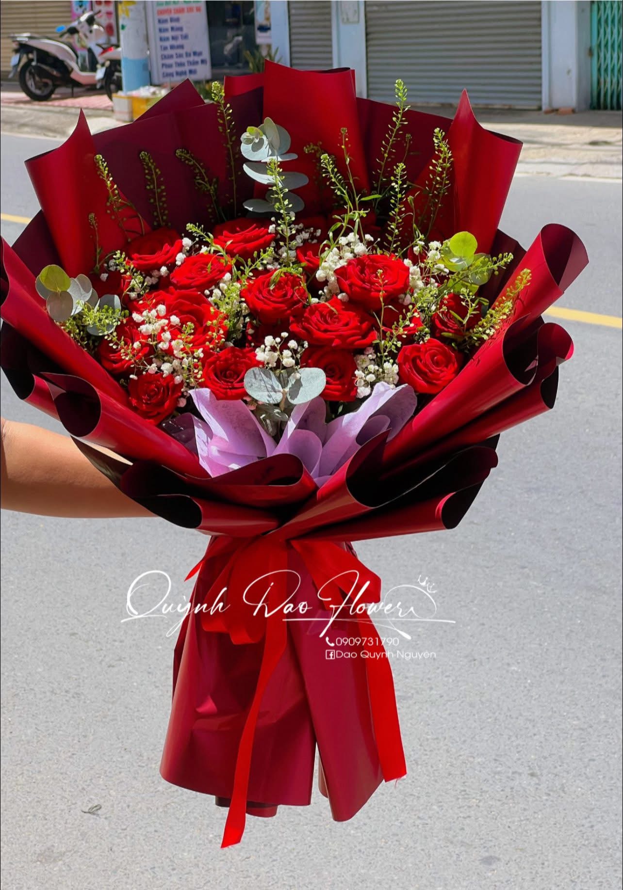 Bó hoa hồng full đỏ