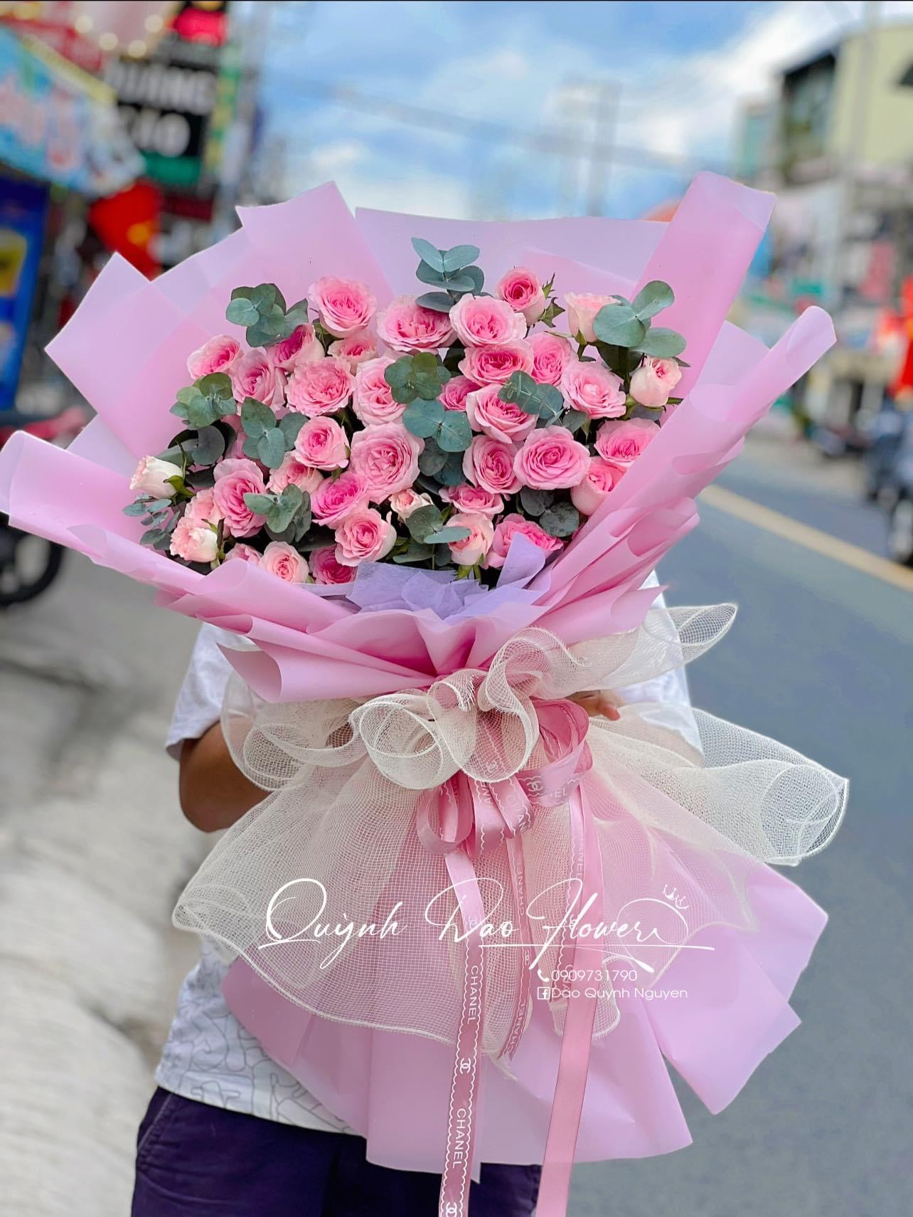 Bó hoa hồng tone paster to đẹp giá rẻ