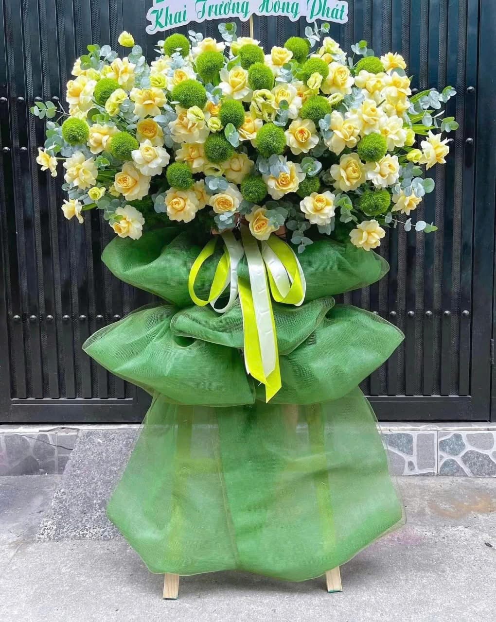 Kệ hoa tone xanh lá sang trọng 