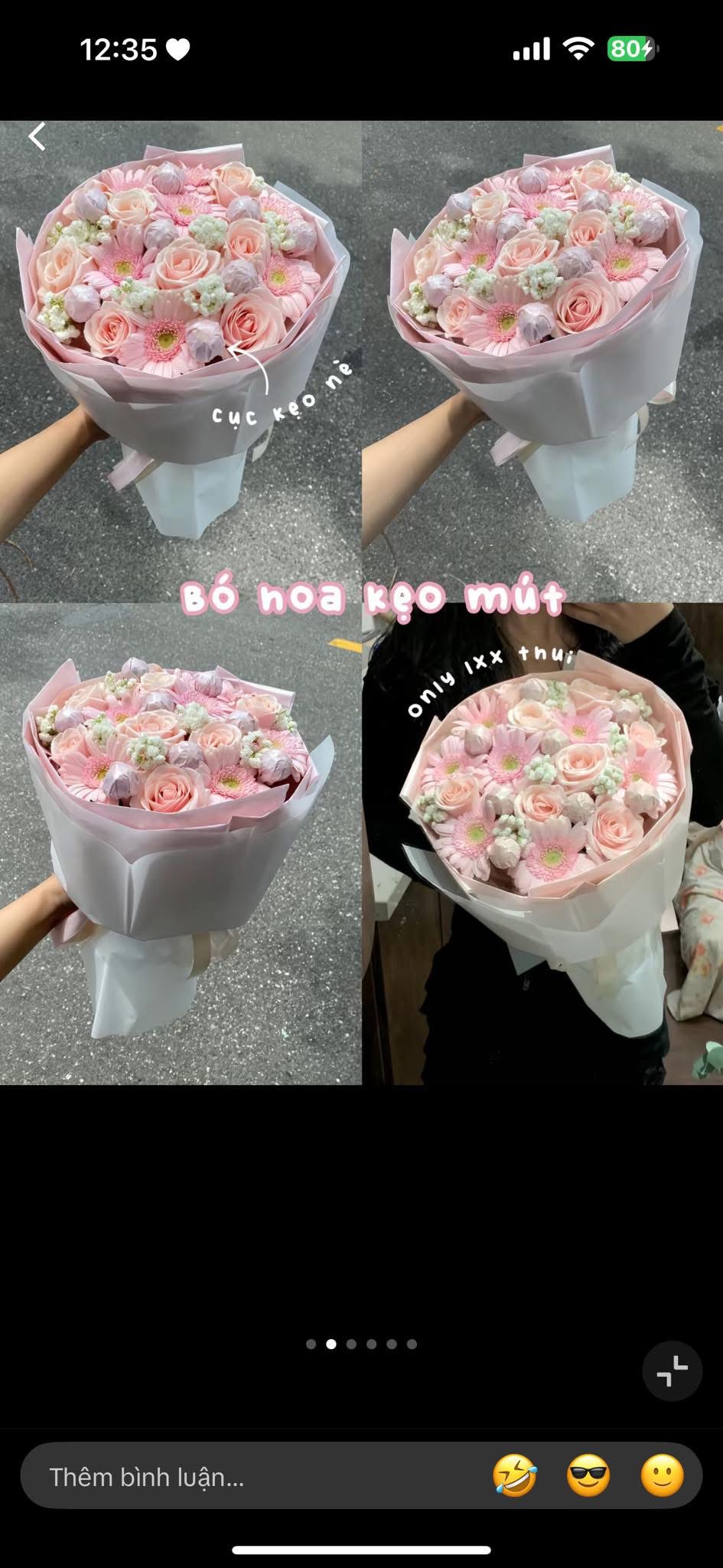 Bó hoa kẹo mút mix hoa tươi 