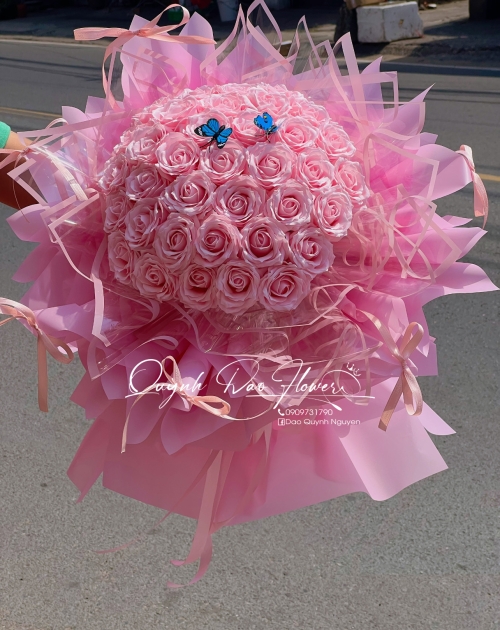 Bó hoa sáp cao cấp màu hồng 36 bông
