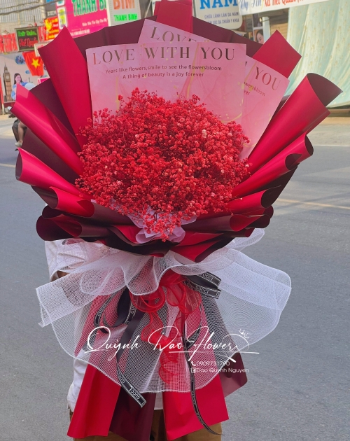 Bó hoa baby to màu đỏ