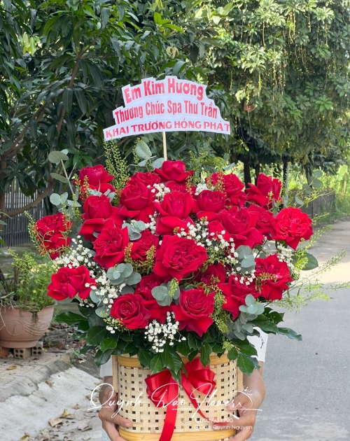 Giỏ hoa hồng đỏ đẹp 