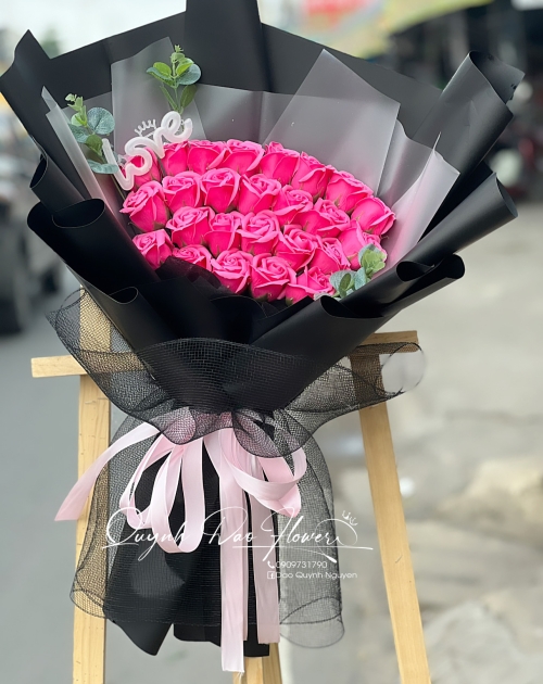 Bó hoa sáp Hồng dâu 25 bông giá rẻ tại Bình Nhâm, Lái Thiêu, Bình dương 