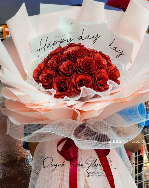 Bó hoa kim tuyến đỏ tặng sếp
