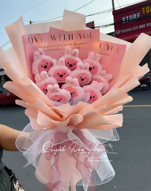 Bó hoa gấu tone hồng