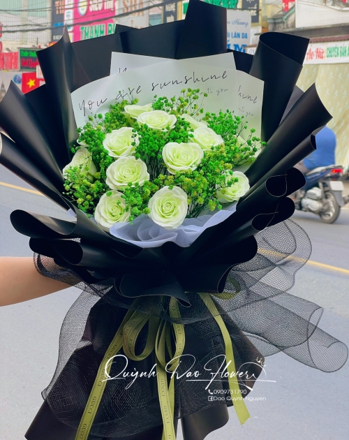 Bó hoa sáp cao cấp mix baby xanh lá