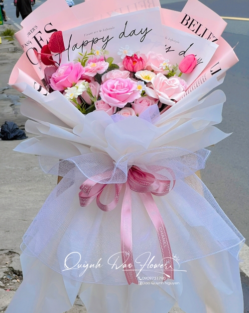 Bó hoa sáp mix cao cấp sang trọng 