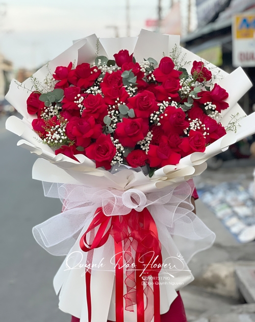 Bó hoa hồng đỏ to đẹp, sang trọng 