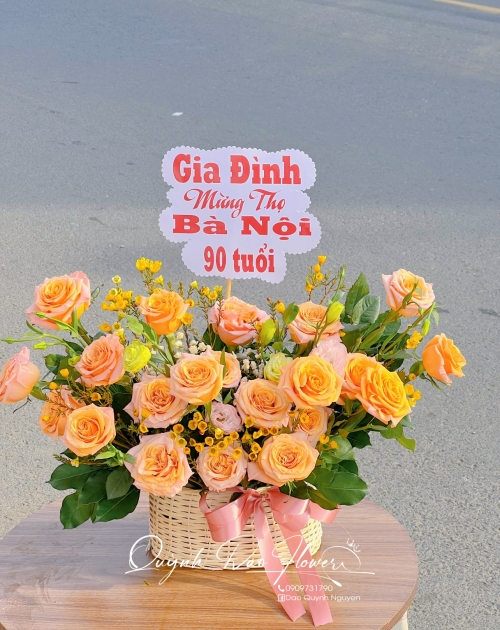 Giỏ hoa mừng thọ bà