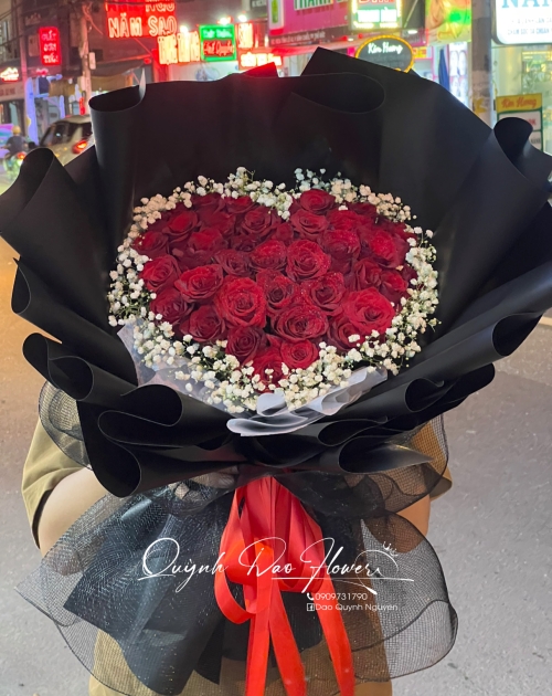 Bó hoa trái tim mix baby