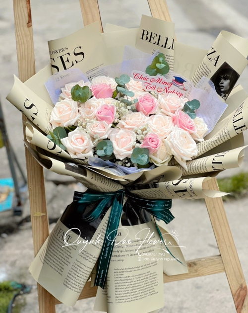 Bó hoa hồng kem tặng tốt nghiệp bạn