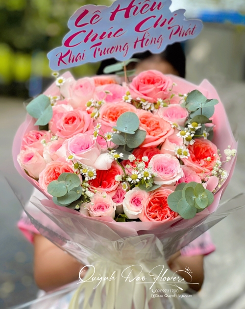 Bó hoa  Hồng mix tone hồng 