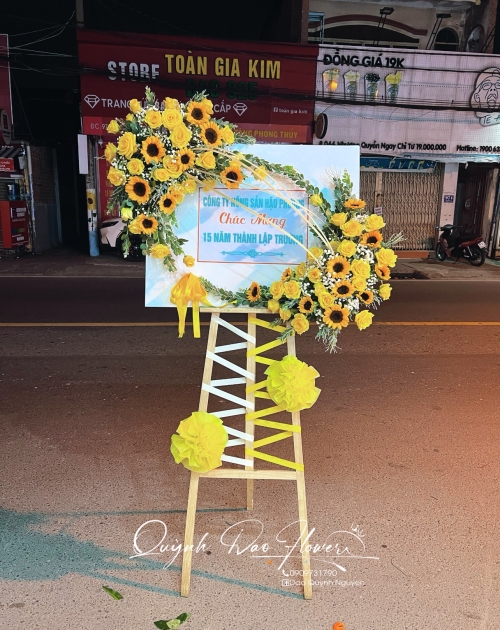 Ke khai trương hoa hướng dương tặng chúc mừng 