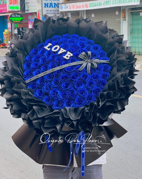 Bó hoa tròn xanh dương công chúa 