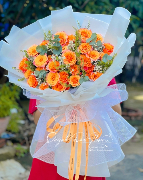 Bó hoa tone cam tặng sinh nhật 