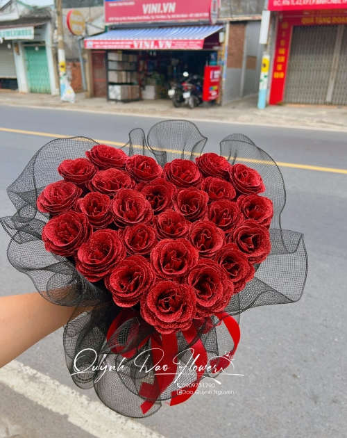 Bó hoa trái tim nhũ 20 bông