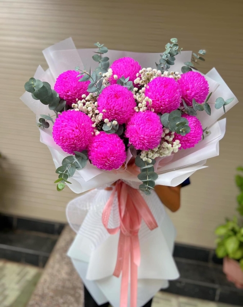 Bó hoa mẫu đơn màu hồng